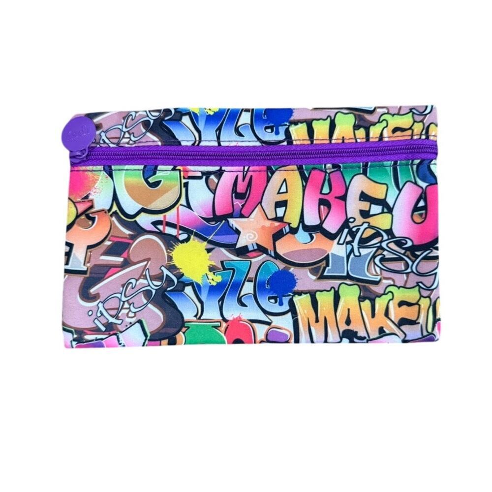 ipsy Multicolor Graffiti Makeup Pouch - Purple Zipper
